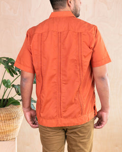 Burnt orange men's Mexican guayabera classic shirt