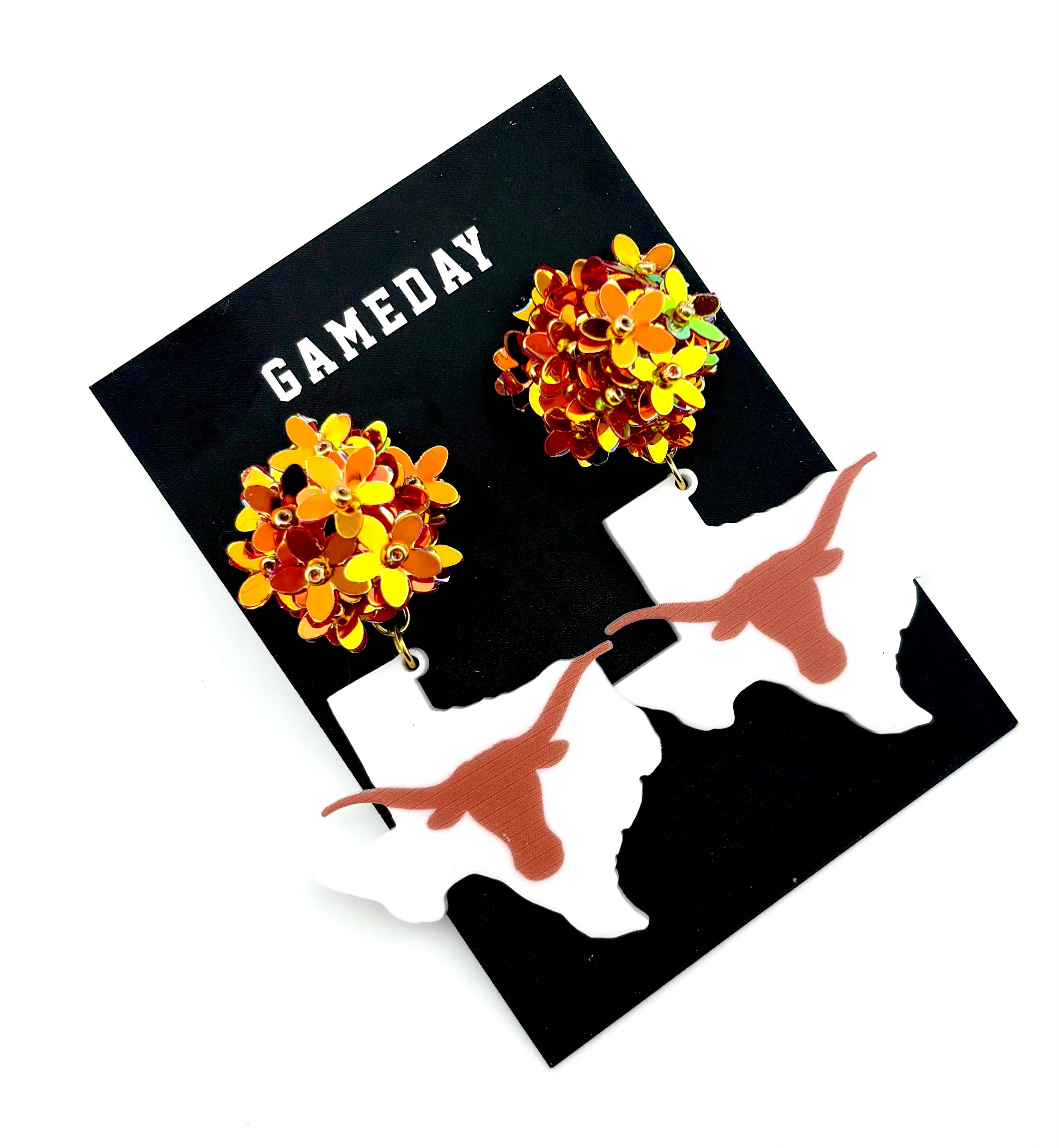 Texas Longhorn Earrings with sparkle detail