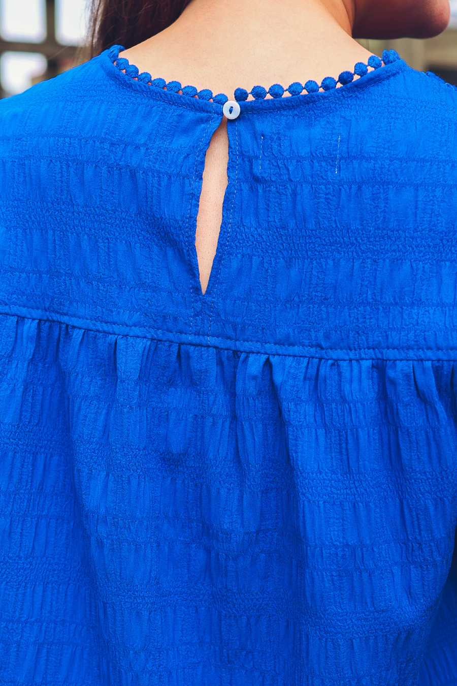 Royal blue eyelet top
