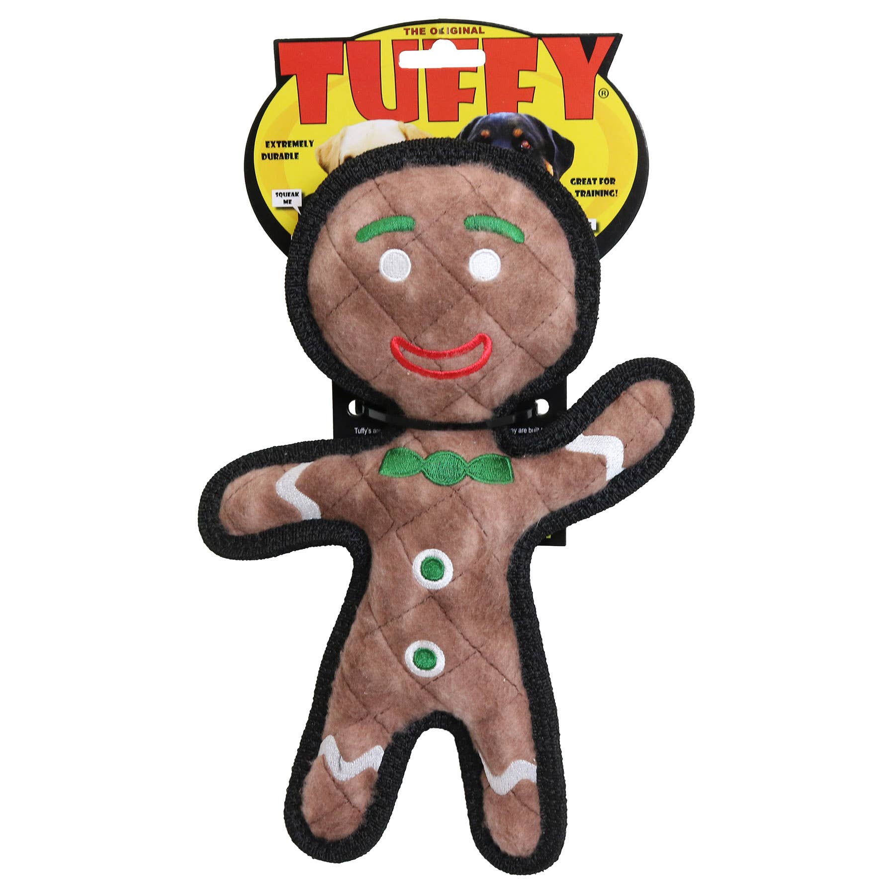 Tuffy Gingerbread Man  Christmas Squeaky Dog Toy