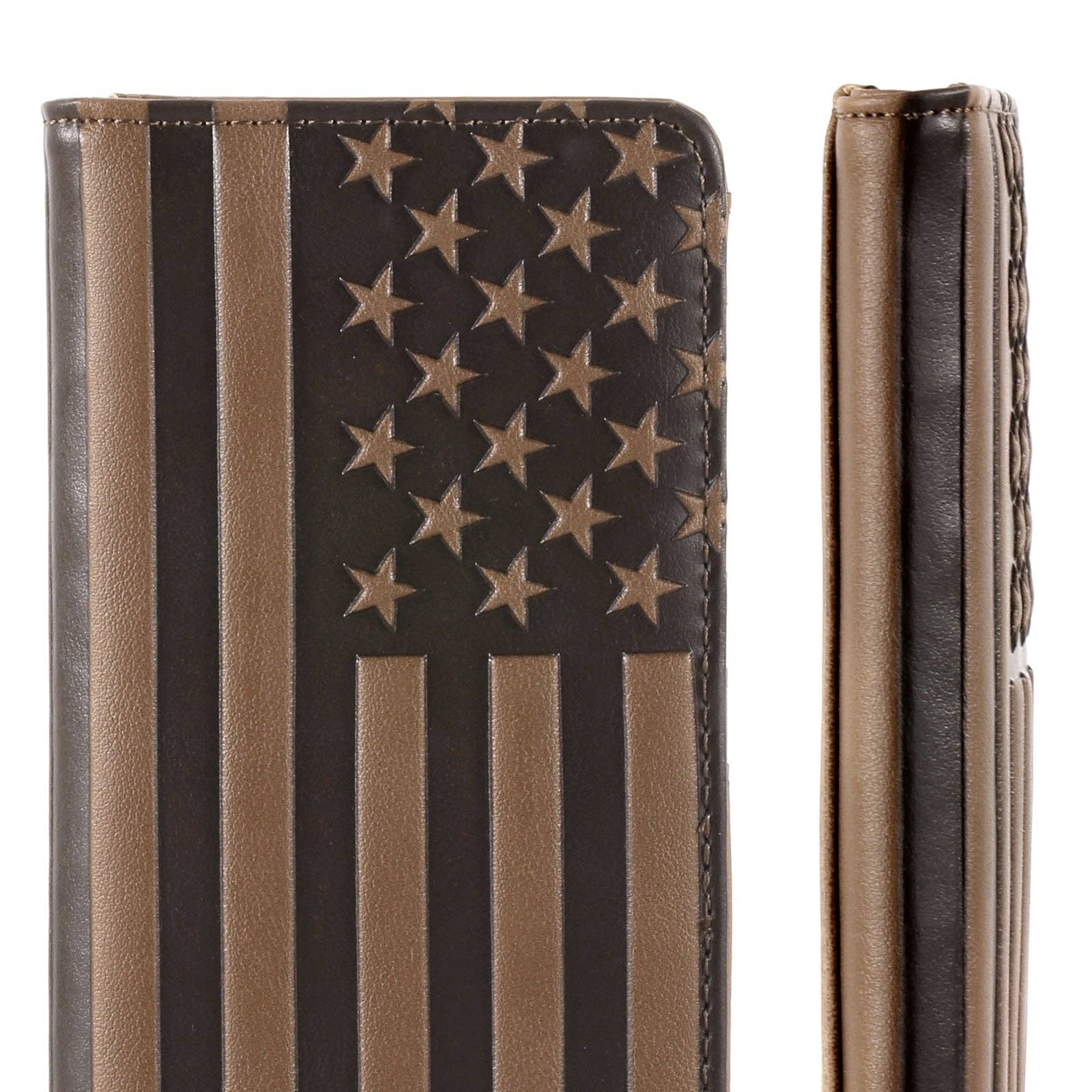 Montana West Patriotic Men's Bifold Long PU Leather Wallet: Brown