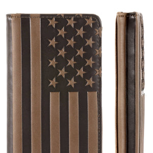 Montana West Patriotic Men's Bifold Long PU Leather Wallet: Brown