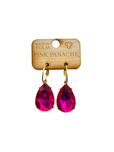 Large Pink teardrop rhinestone charm earring