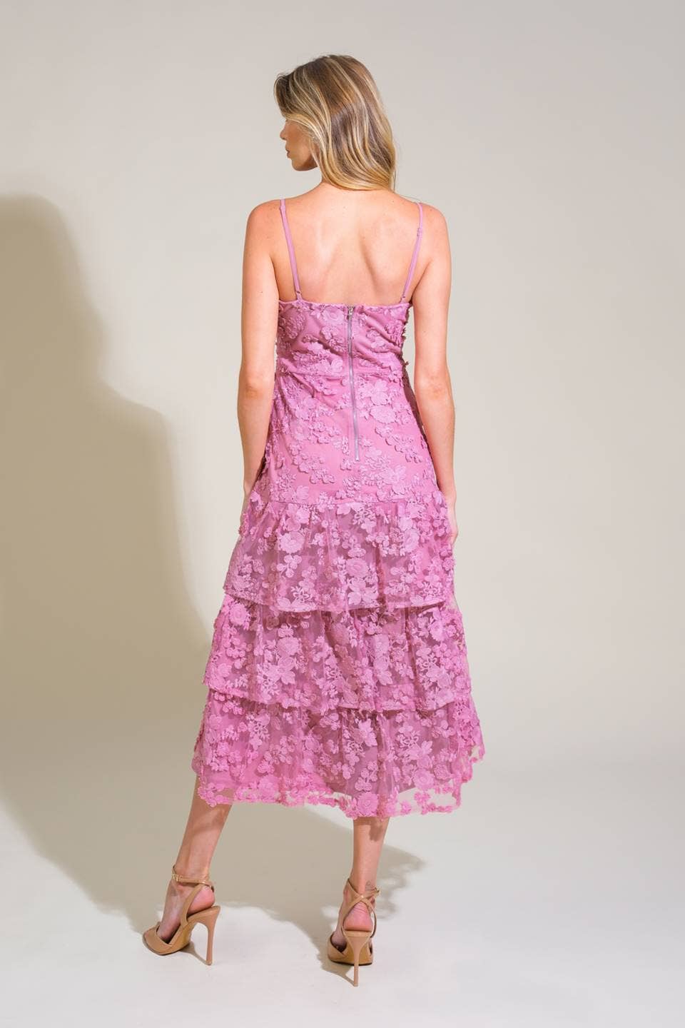 Mauve Lace Midi Dress Large Mauve Lace Midi Dress Large