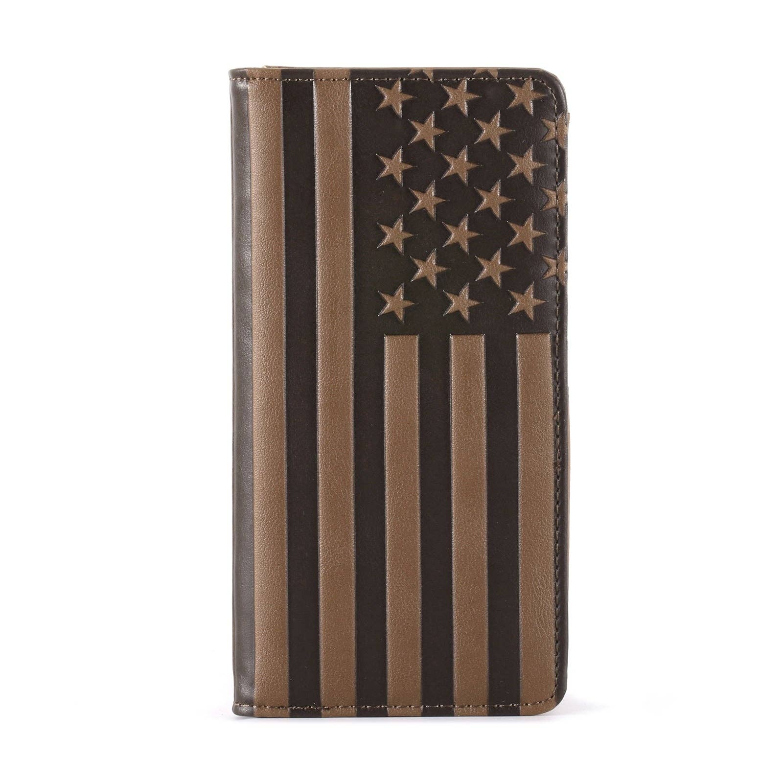 Montana West Patriotic Men's Bifold Long PU Leather Wallet: Brown