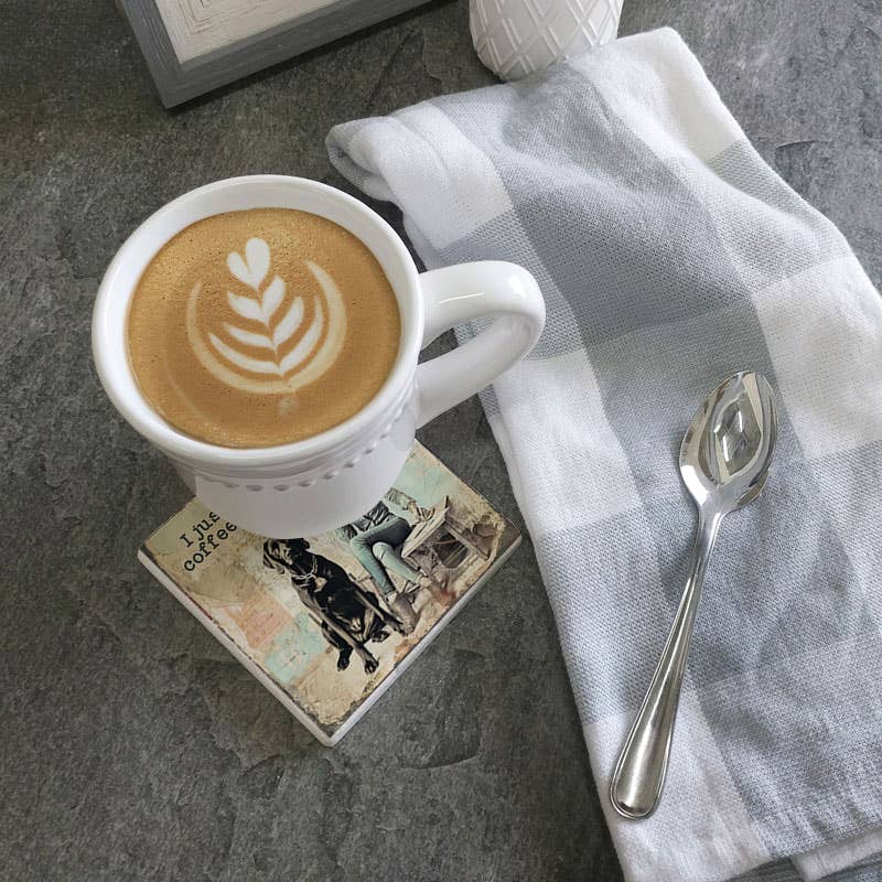 Coaster I Just Want To Drink Coffee And Pet My Dog: Limestone