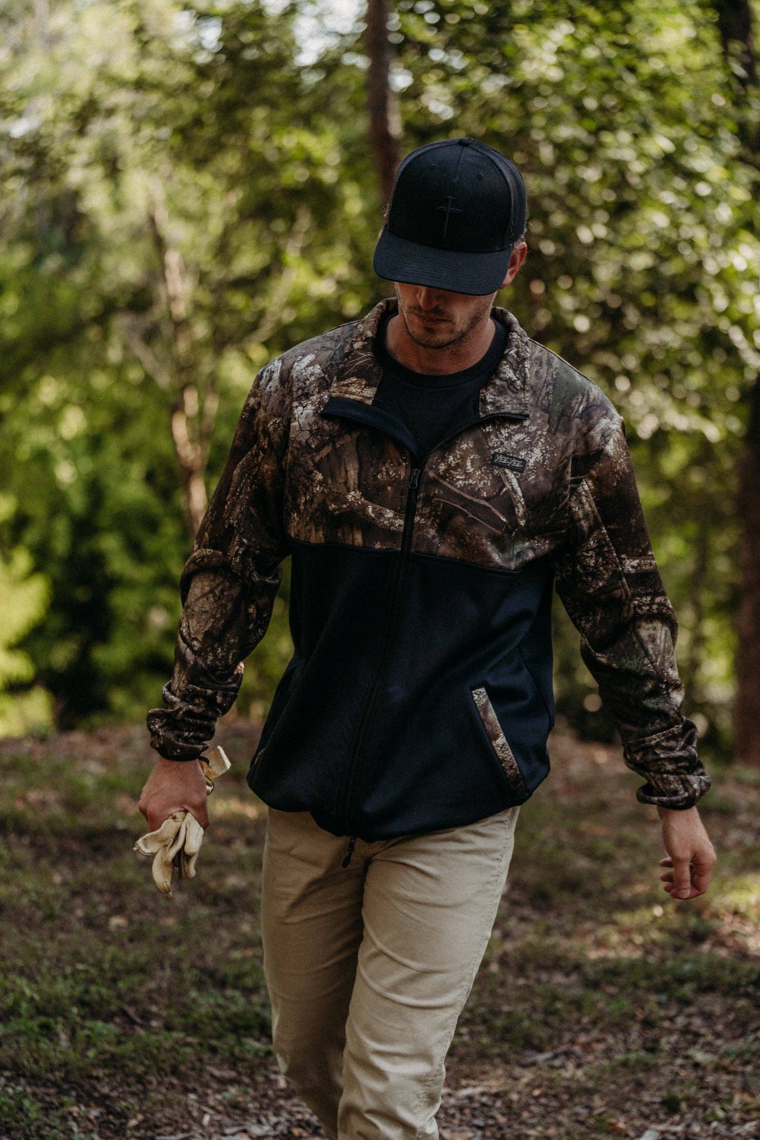 Camo fleece zip up jacket