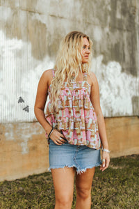 Western print tank top