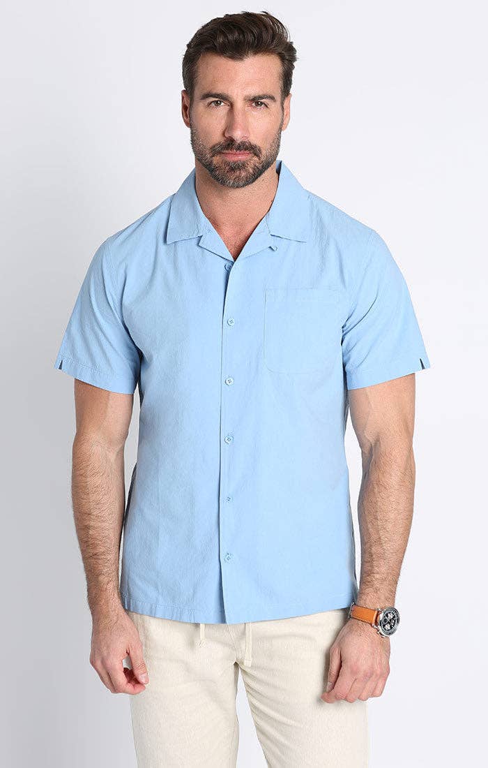 Light Blue Short Sleeve Camp Shirt