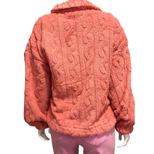 Rose cable pattern sherpa jacket