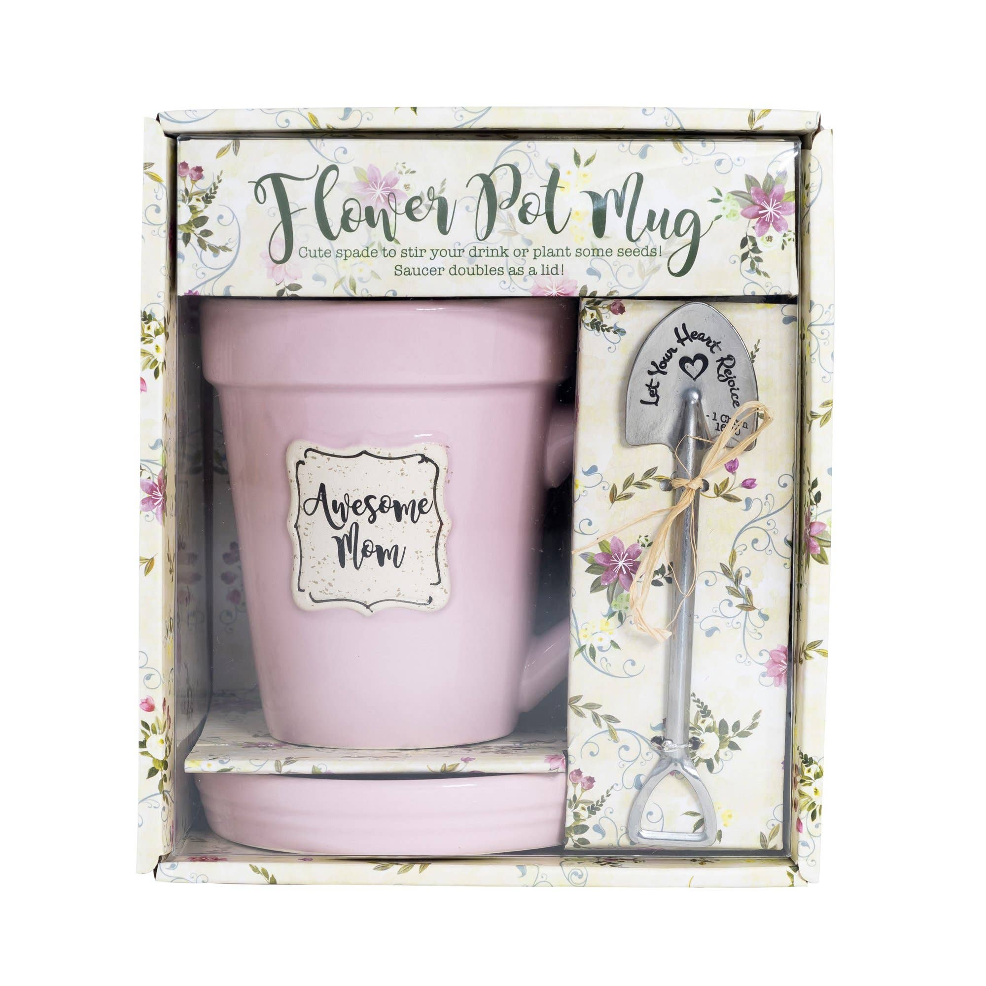Pink Flower Pot Mug w/Scripture - Awesome Mom