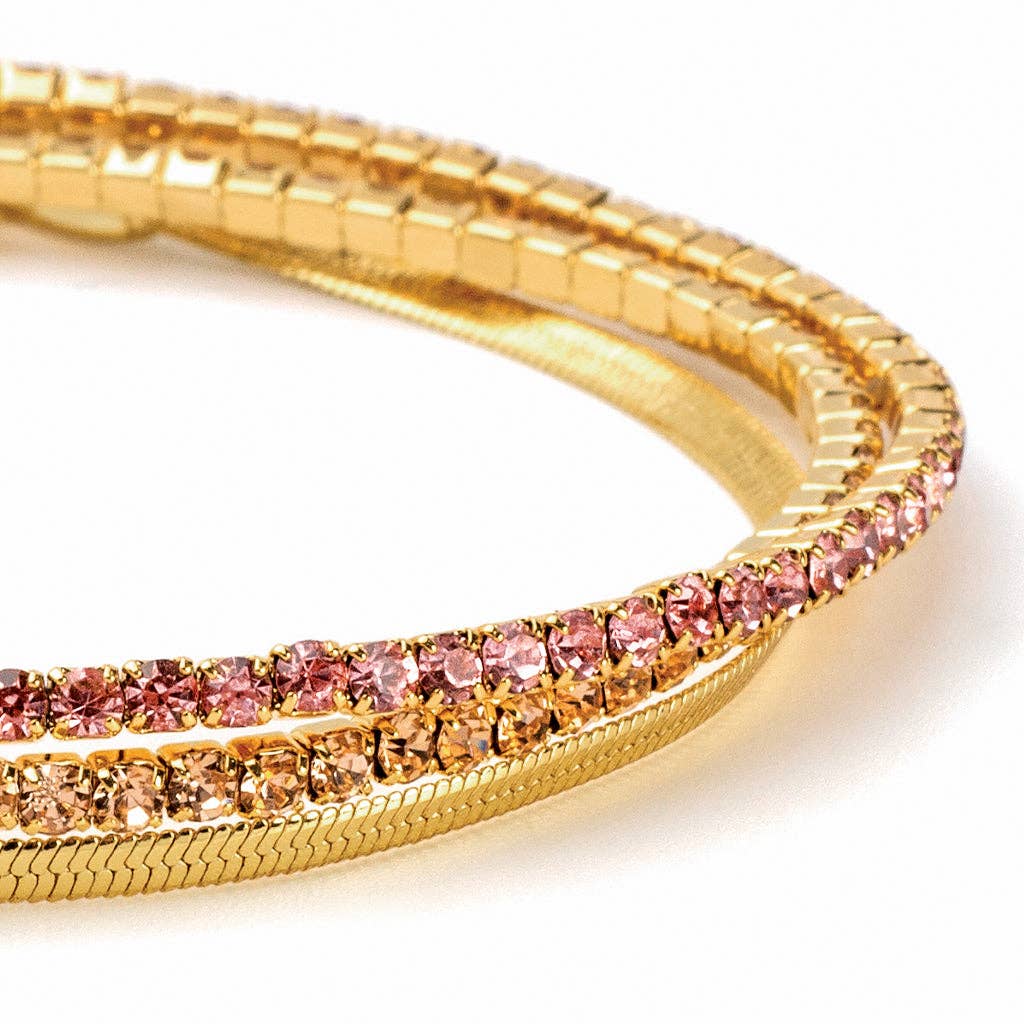 Pink/Gold Sparkle & Shine Rhinestone Bracelet Trio