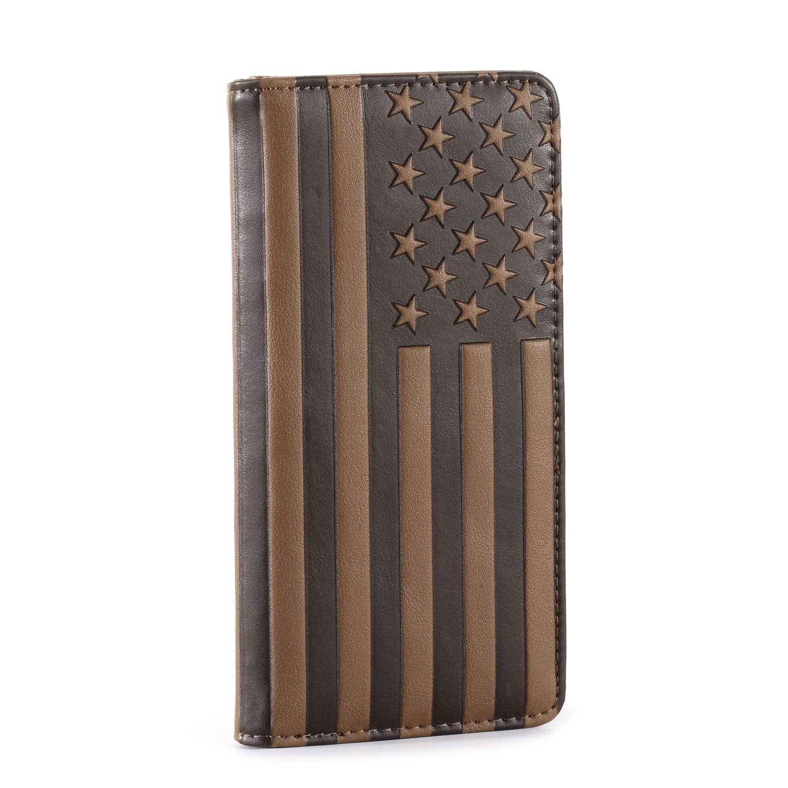 Montana West Patriotic Men's Bifold Long PU Leather Wallet: Brown