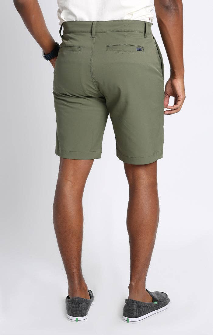 Olive green Poly Spandex Performance Tech Shorts