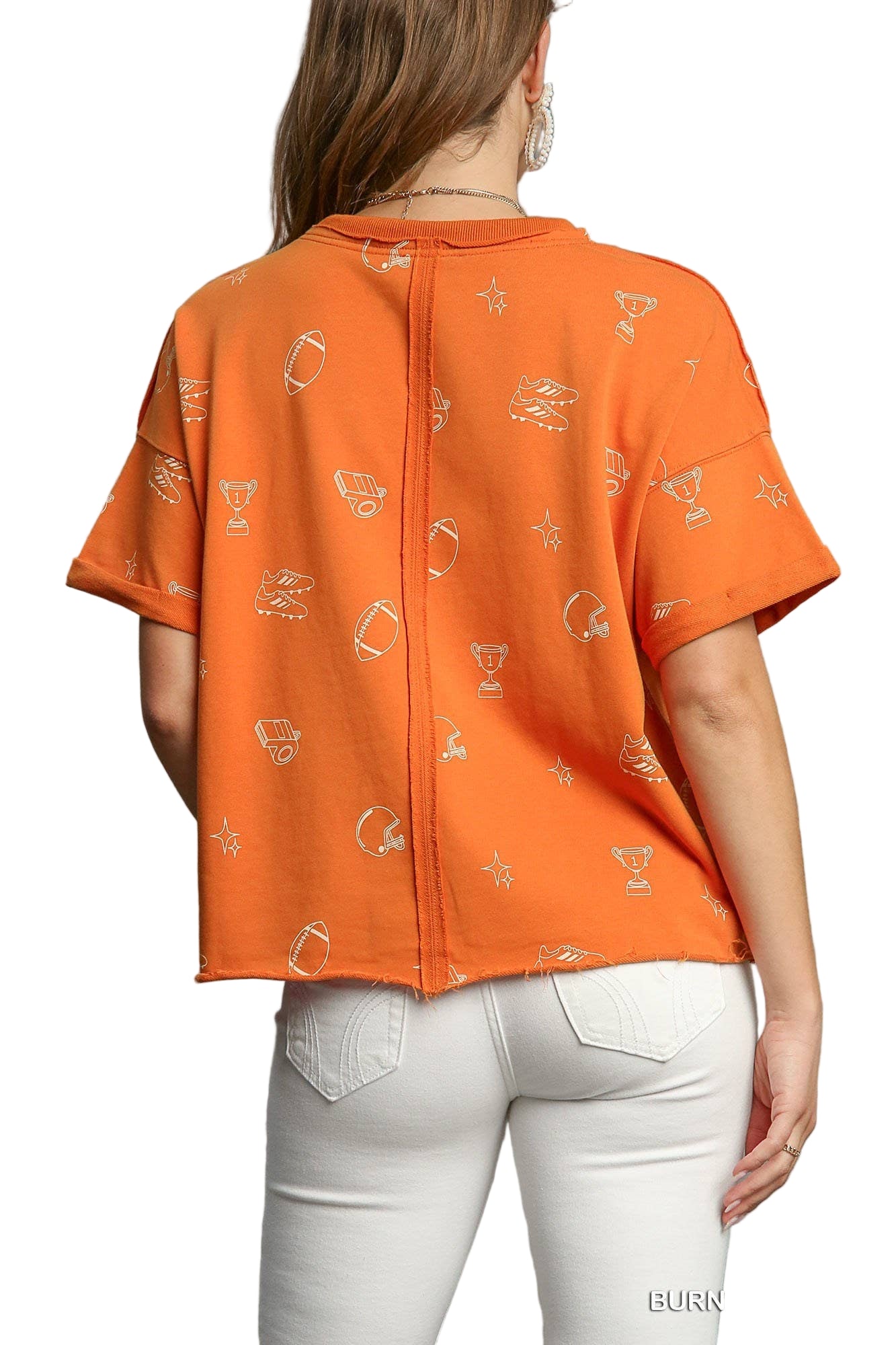 Burnt orange game day French terry top