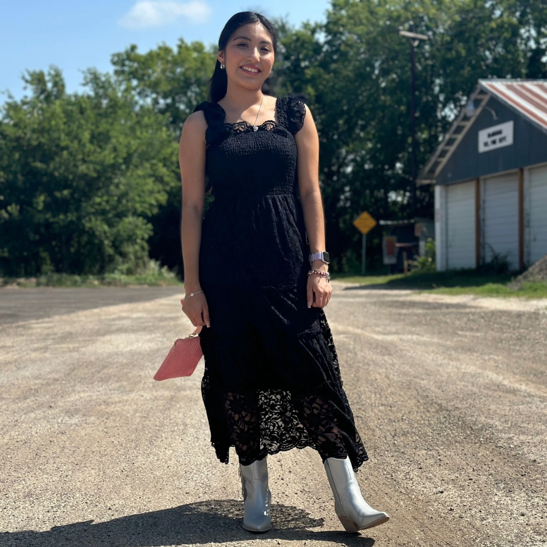 Black lace midi dress