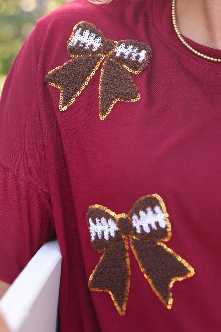 Maroon sparkle ruffle top