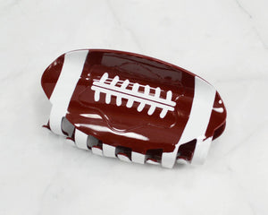 Maroon/white game day football hair clips