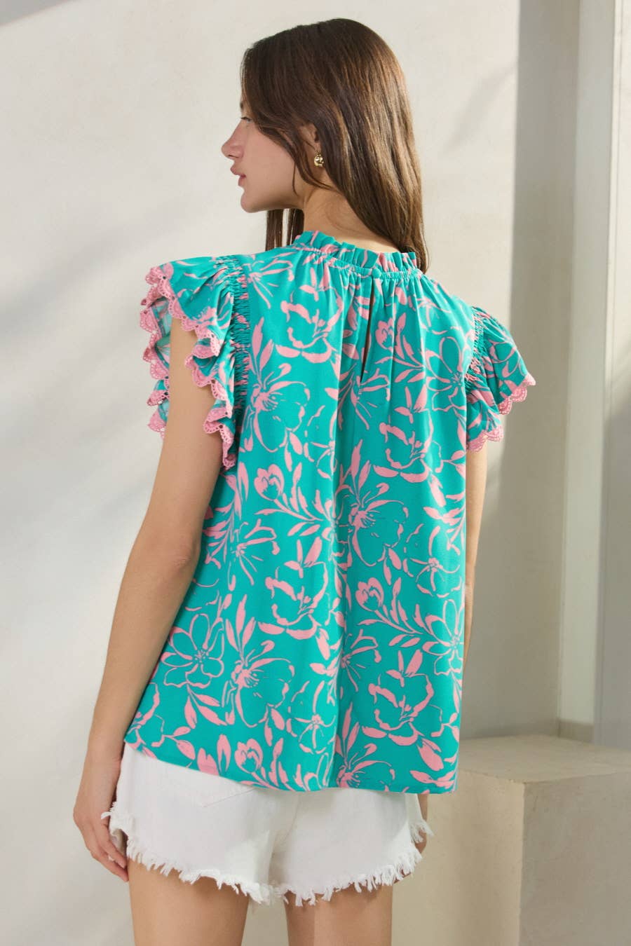 Aqua marine printed top
