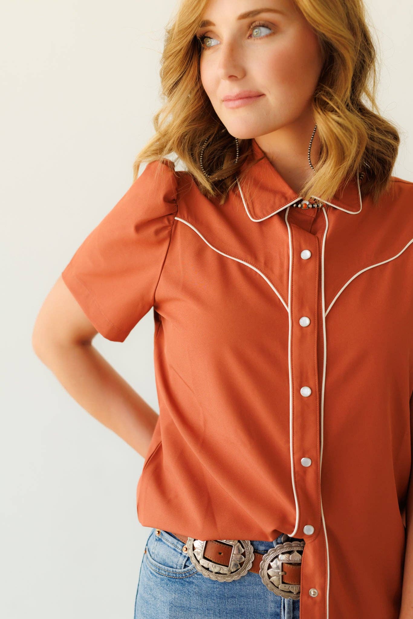 Pearl snap button down shirt