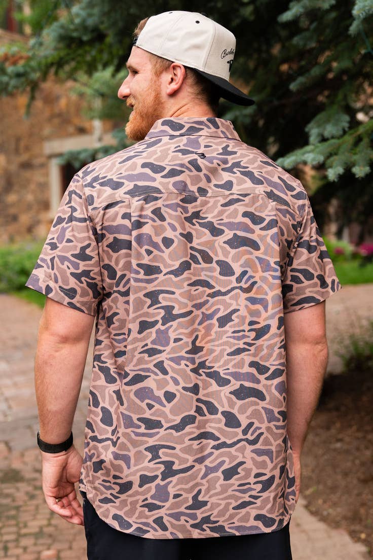 Gauge camo performance button up shirt