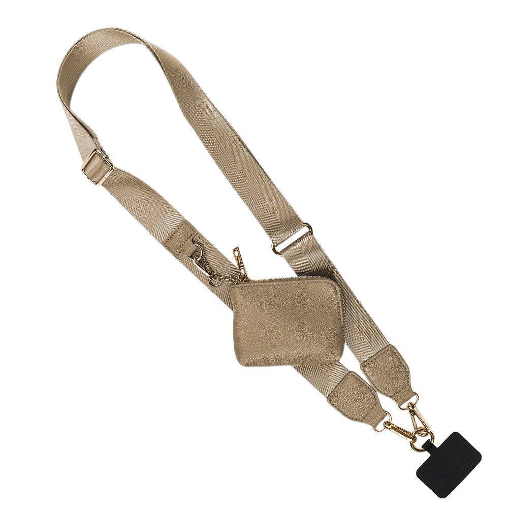 Taupe Clip & Go Strap w/RFID Pouch Solid