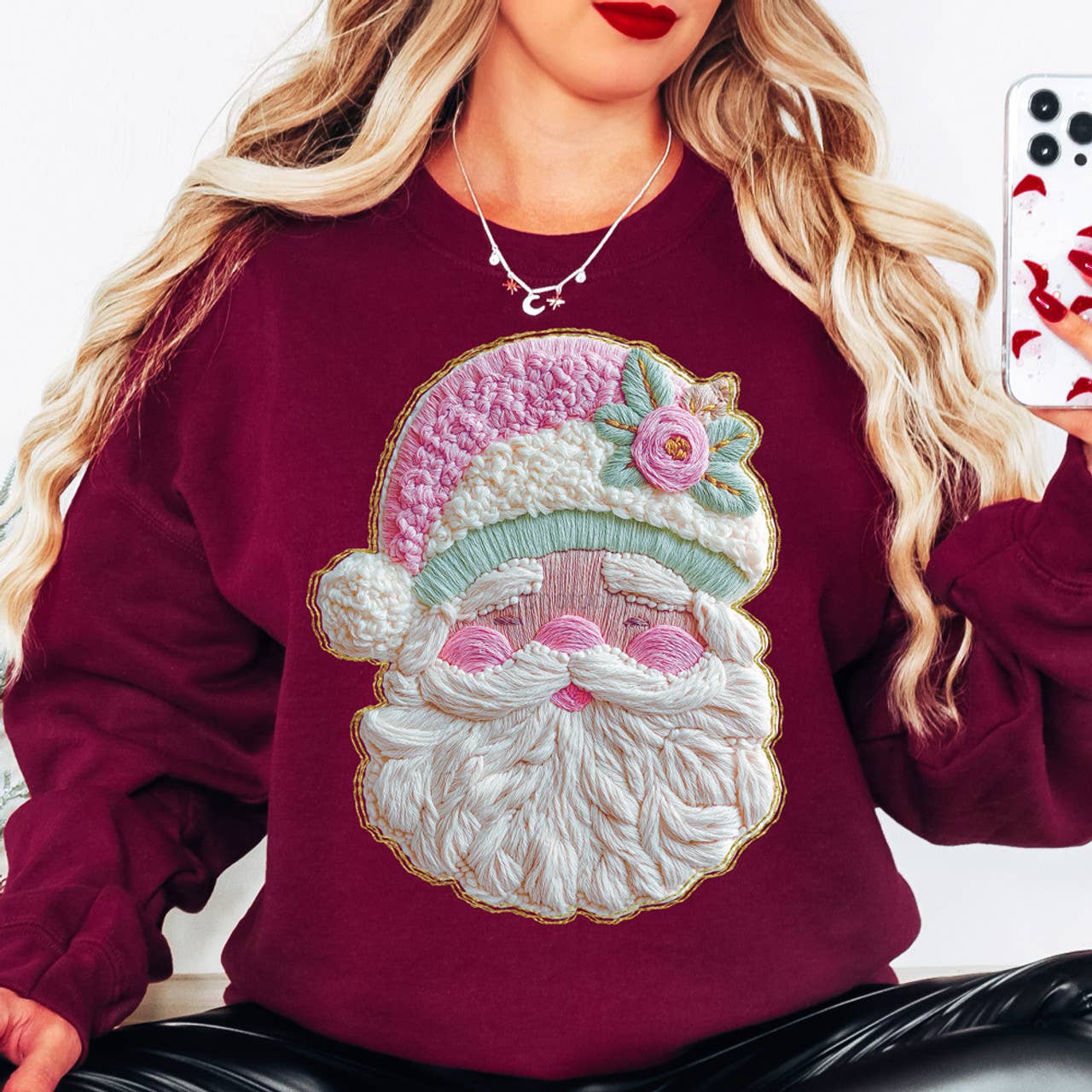 Maroon Santa Sweatshirt