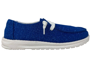 Blue Game Day Glitter slip on sneaker