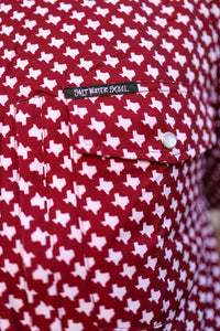 Maroon Pearl Snap Fishing Shirt
