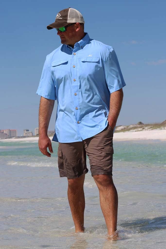 Mr. Big Short Sleeve  Fishing Shirt: Heron Blue