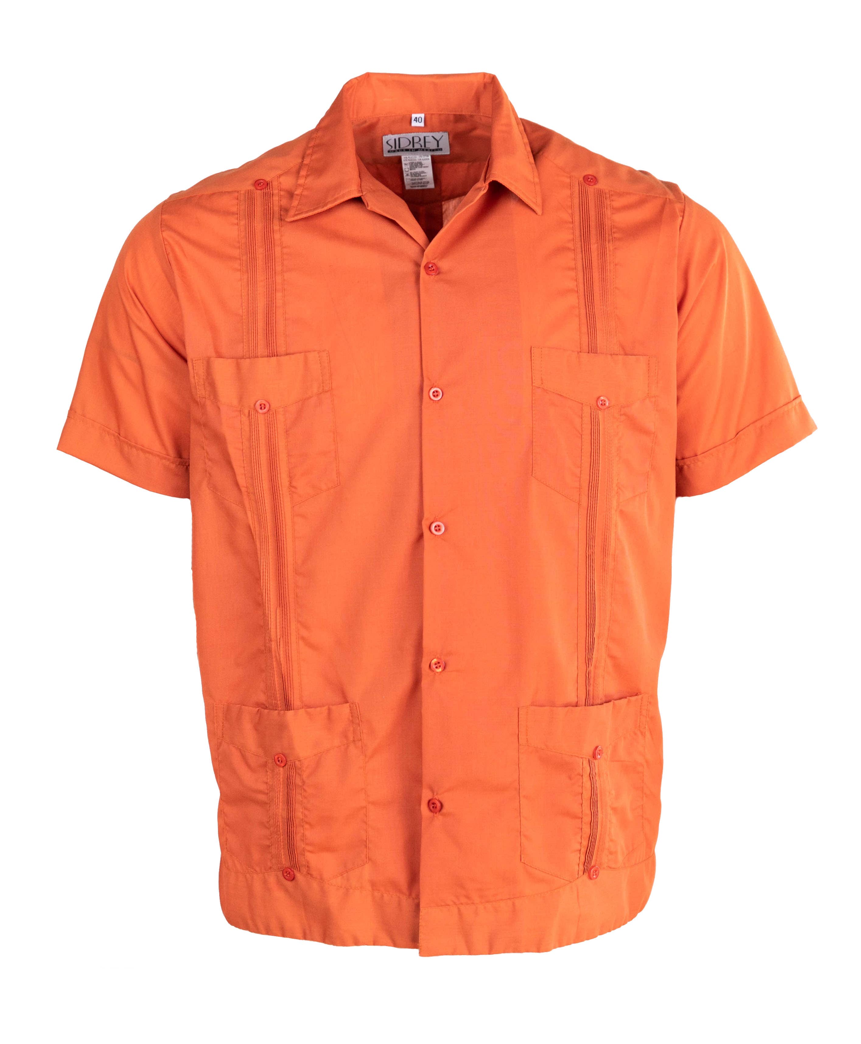 Burnt orange men's Mexican guayabera classic shirt