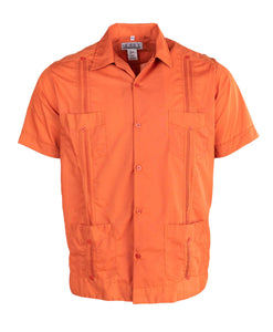 Burnt orange men's Mexican guayabera classic shirt
