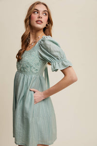 Aqua mint romantic lace babydoll dress