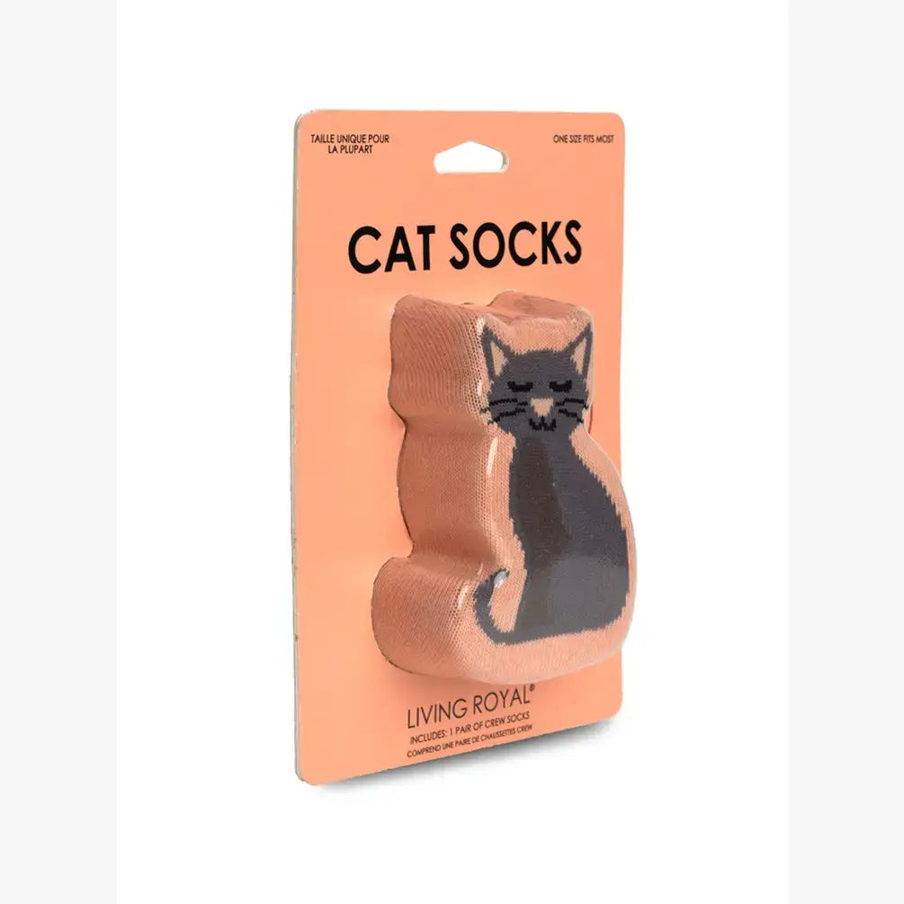 Peach cat w/yarn ball 3D packaged crew socks