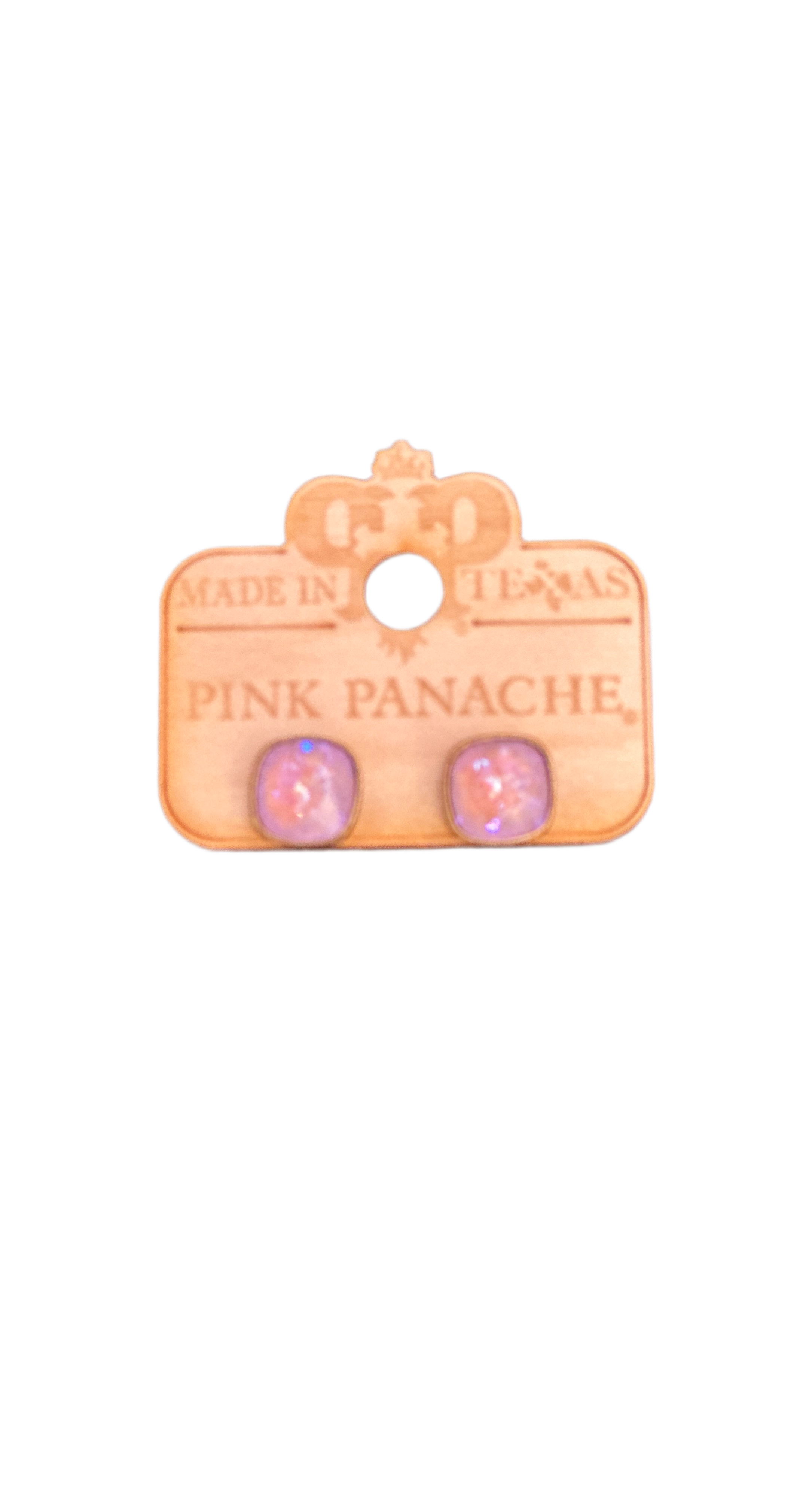 Light purple Austrian square crystal post earring, 10mm