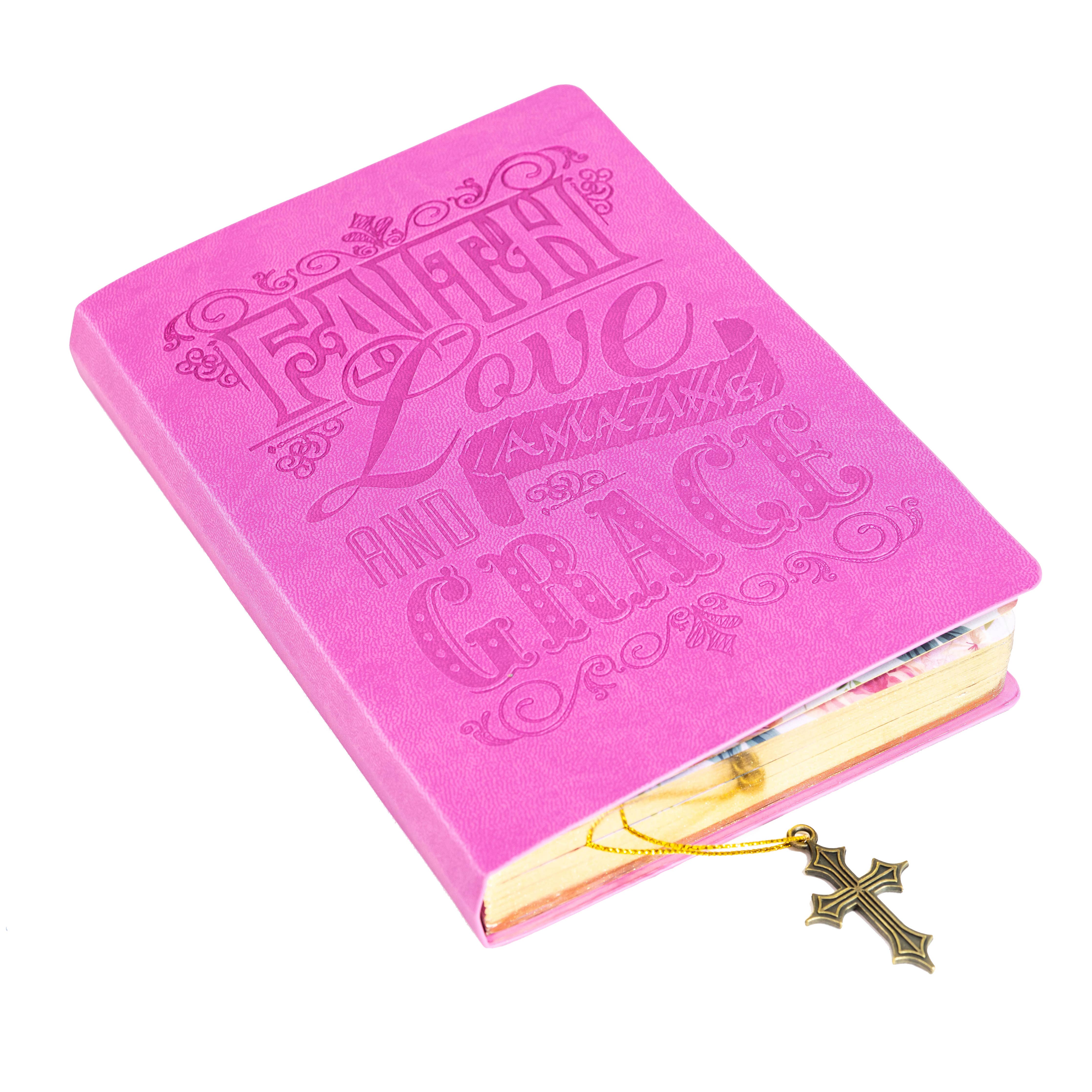 Dangle Journal : faux leather wrapped pink Amazing Grace