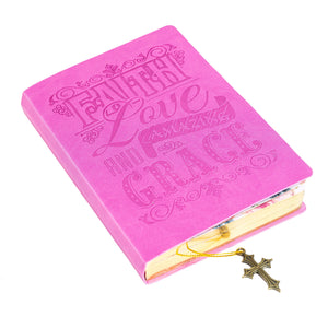 Dangle Journal : faux leather wrapped pink Amazing Grace