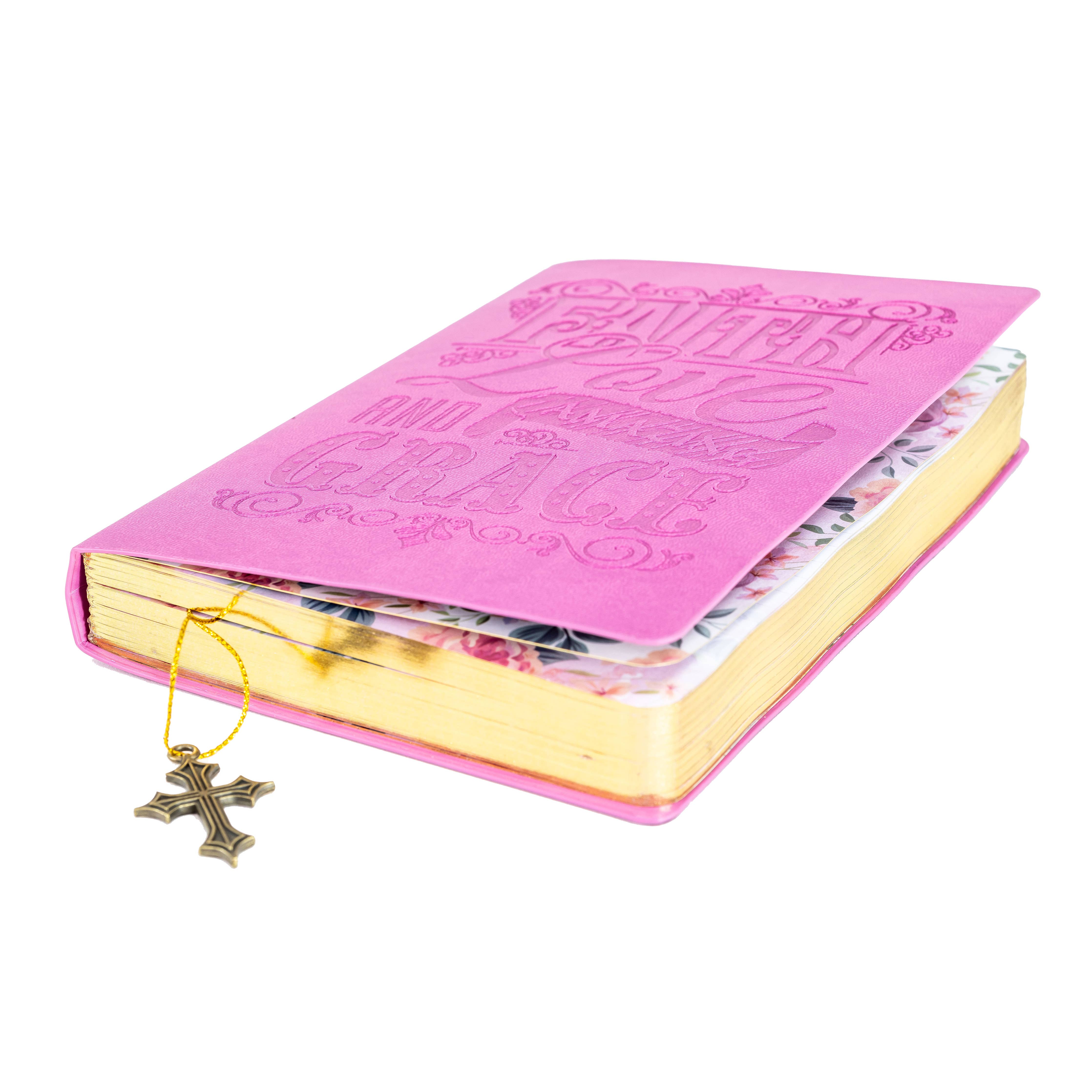 Dangle Journal : faux leather wrapped pink Amazing Grace