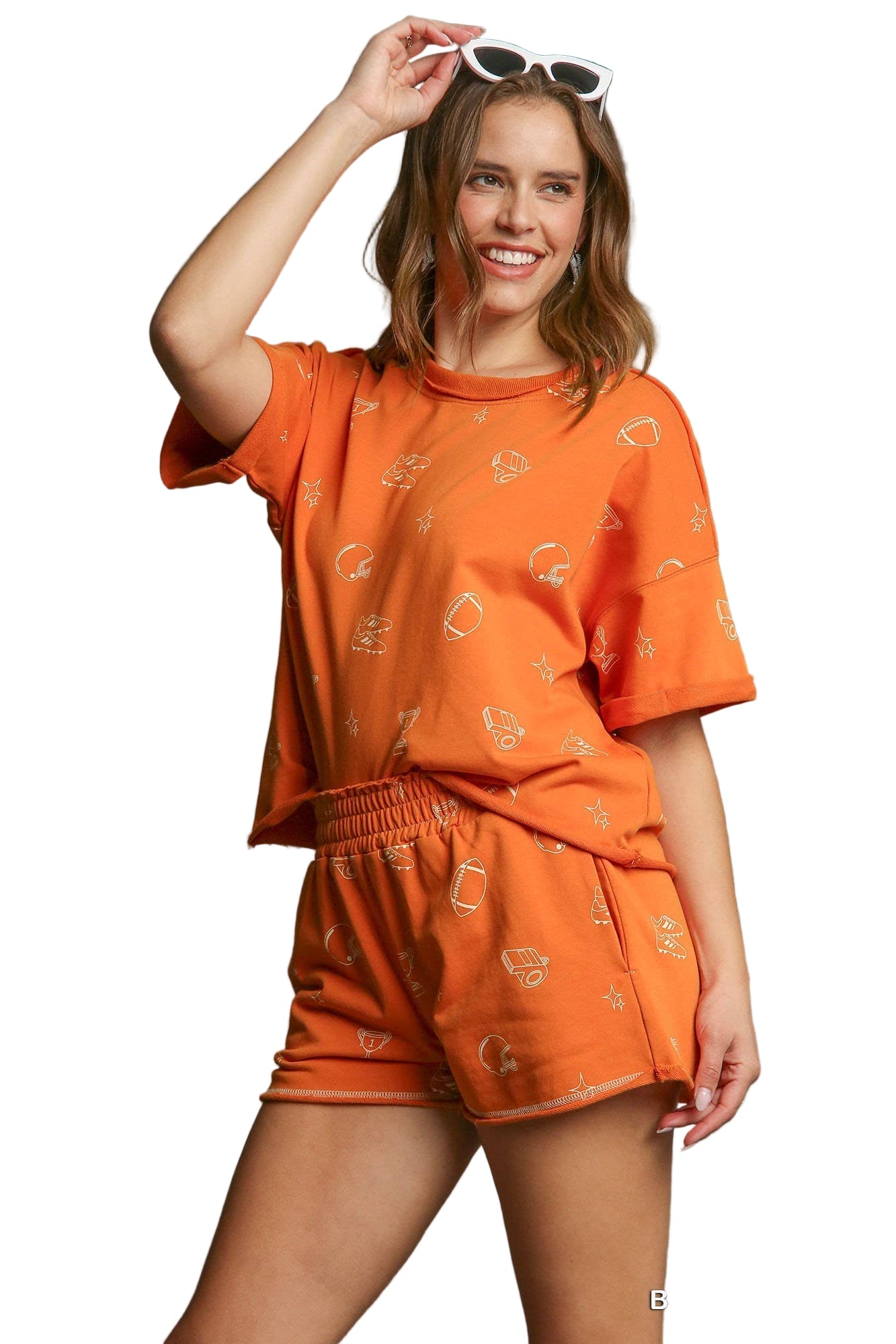 Burnt orange game day French terry top