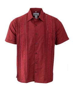 Maroon Mexican guayabera shirt