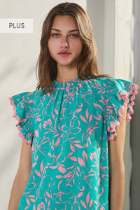 Aqua marine printed top
