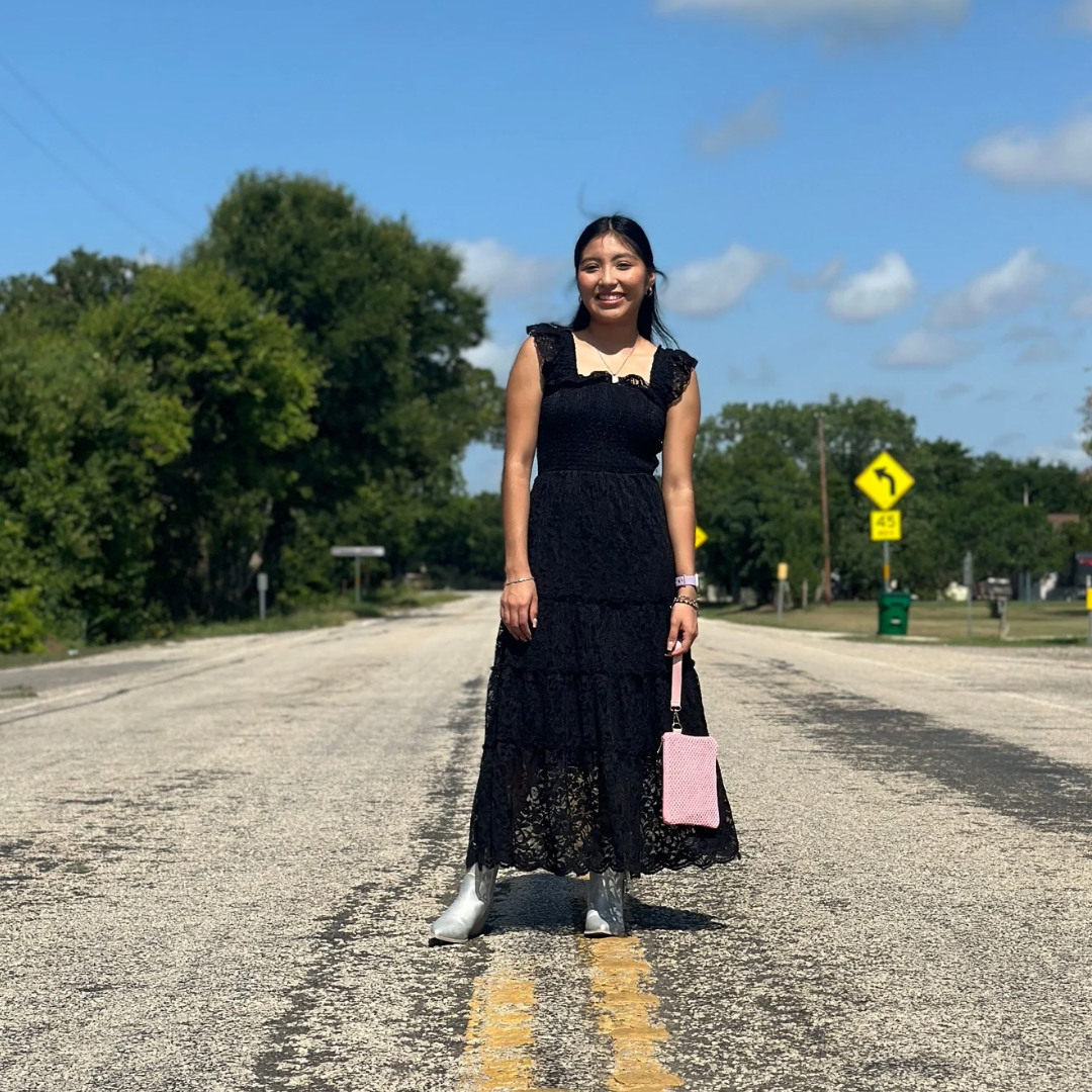 Black lace midi dress