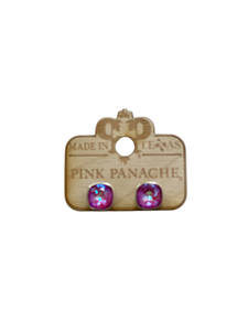Fuchsia/Silver Austrian square crystal post earring, 10mm