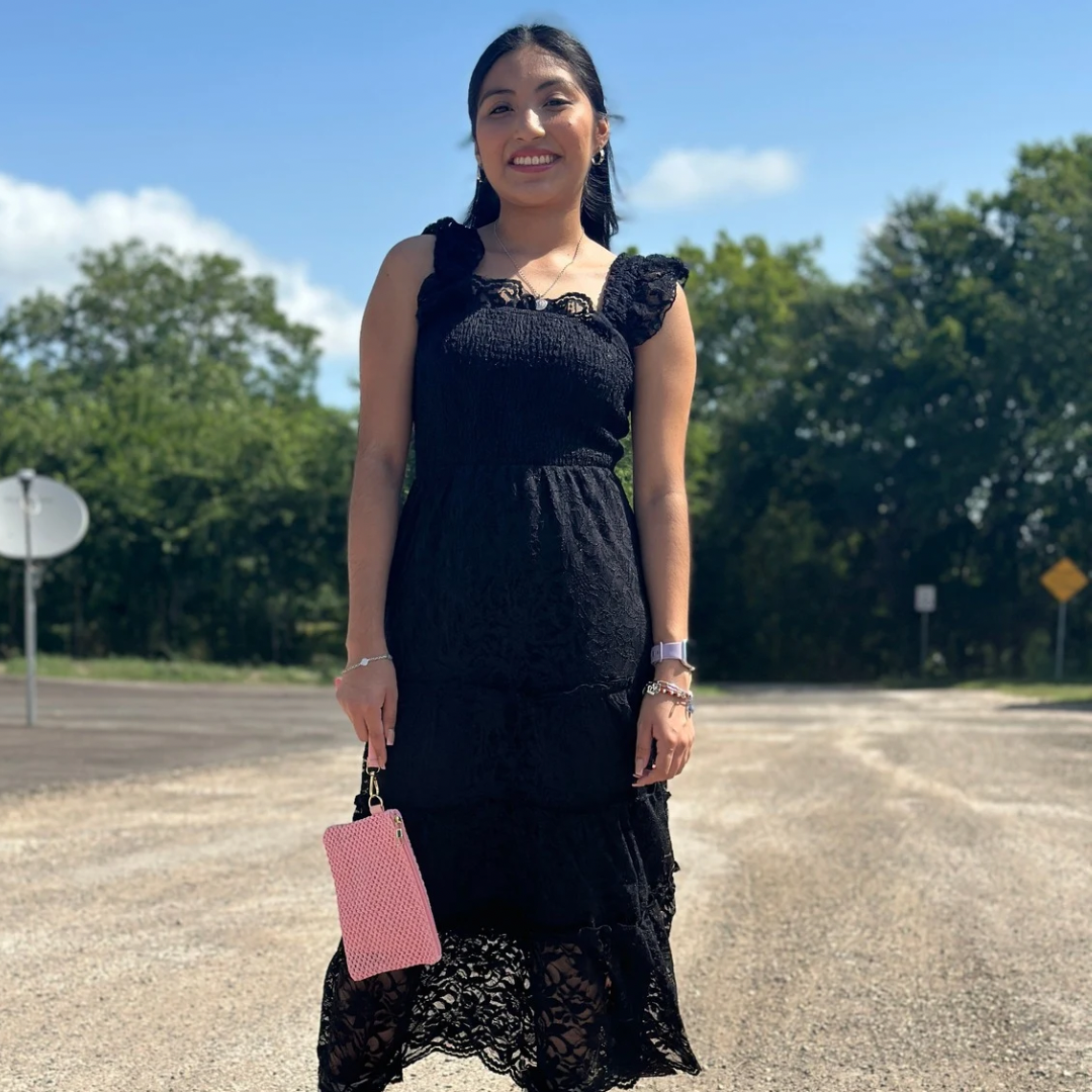 Black lace midi dress