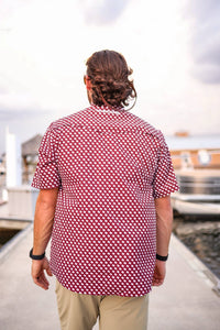 Maroon Pearl Snap Fishing Shirt