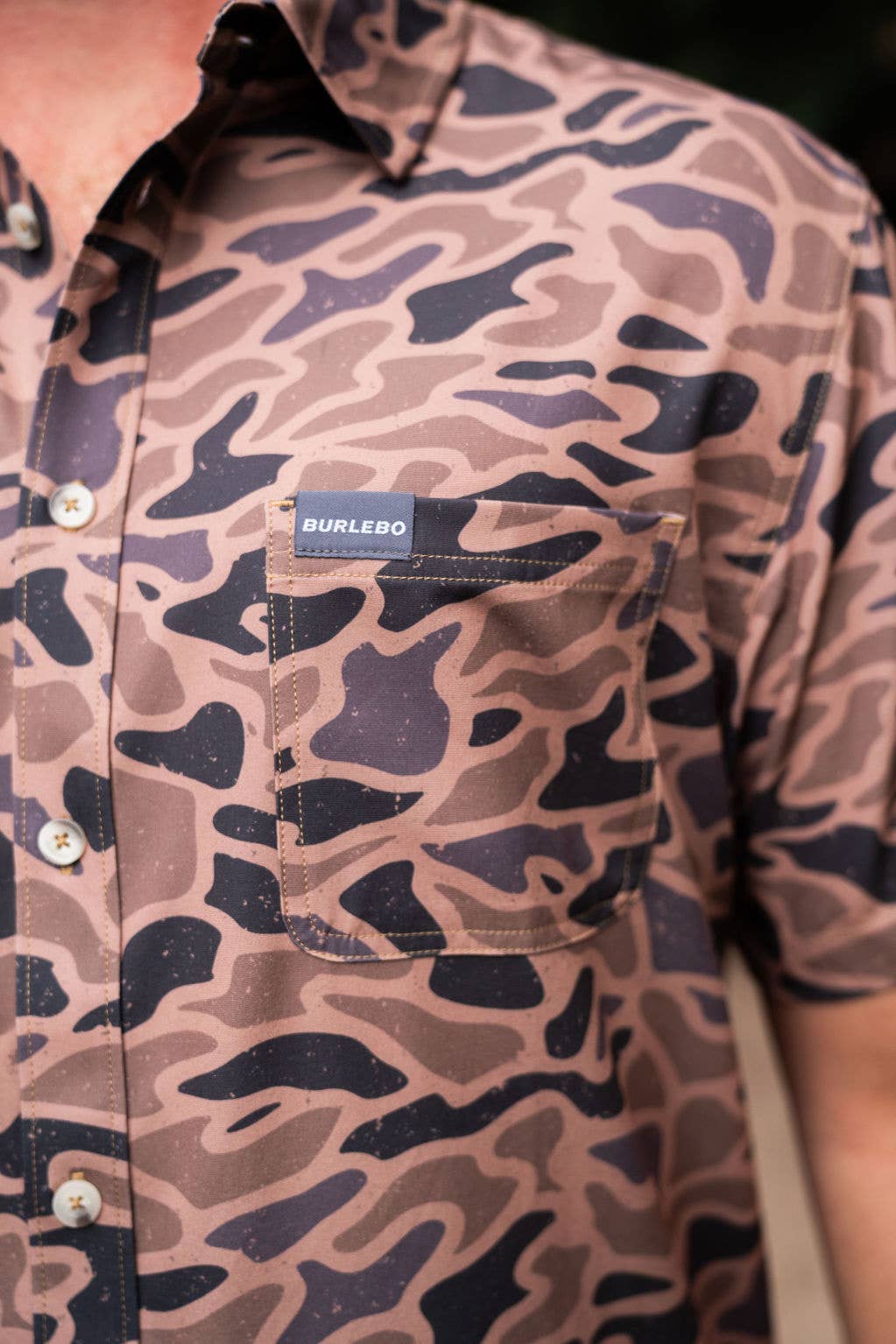 Gauge camo performance button up shirt