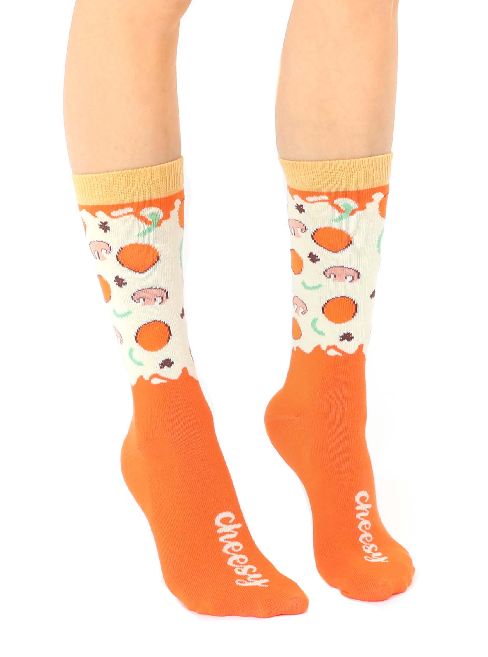 Orange pizza slice 3D packaged crew socks