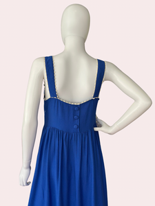 Royal blue floral embroidered midi dress