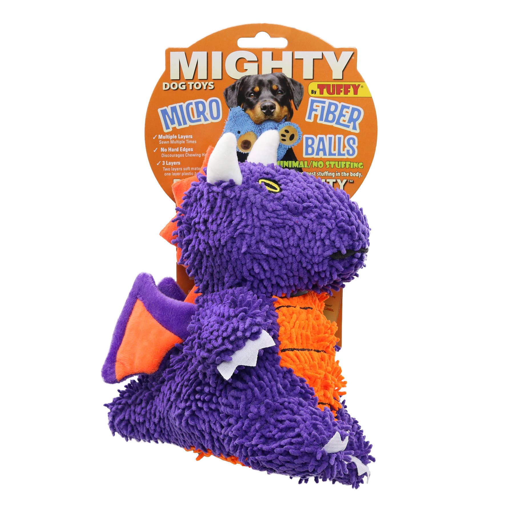 Purple Medium Mighty Microfiber  Dragon Squeaky Dog Toy