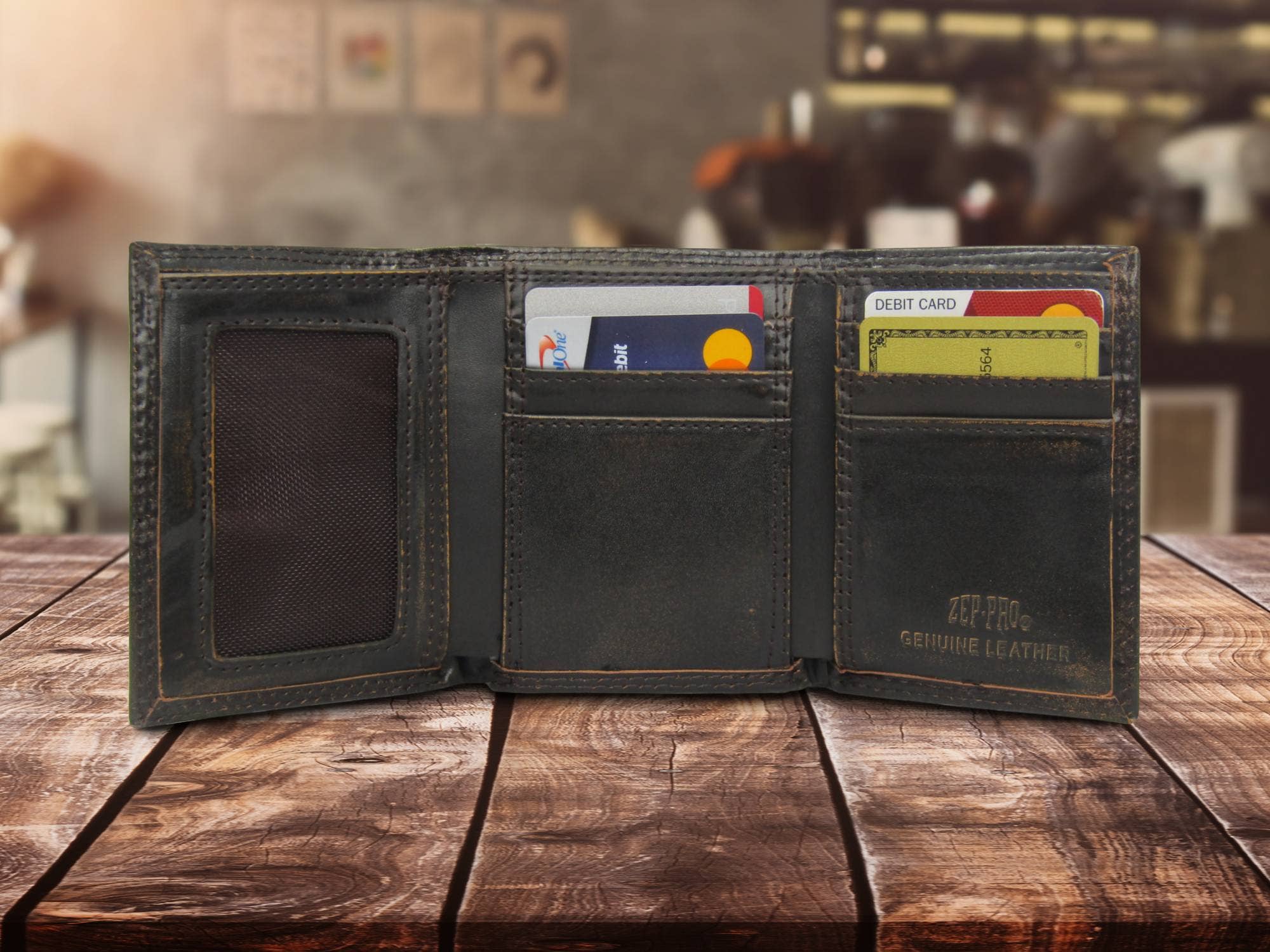 Texas Longhorns Burnished Leather Trifold Wallet